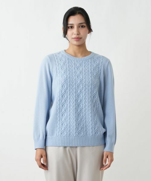 Leilian PLUS HOUSE / レリアンプラスハウス ニット・セーター | 柄編みクルーネックセーター【Leilian WHITE LABEL】 | 詳細10