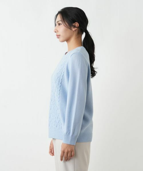 Leilian PLUS HOUSE / レリアンプラスハウス ニット・セーター | 柄編みクルーネックセーター【Leilian WHITE LABEL】 | 詳細11