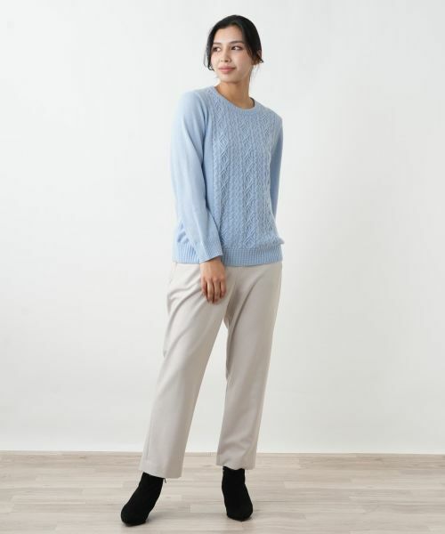 Leilian PLUS HOUSE / レリアンプラスハウス ニット・セーター | 柄編みクルーネックセーター【Leilian WHITE LABEL】 | 詳細7