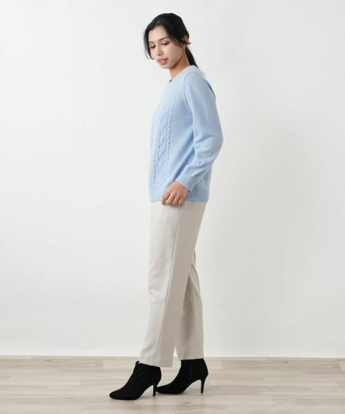 Leilian PLUS HOUSE / レリアンプラスハウス ニット・セーター | 柄編みクルーネックセーター【Leilian WHITE LABEL】 | 詳細8