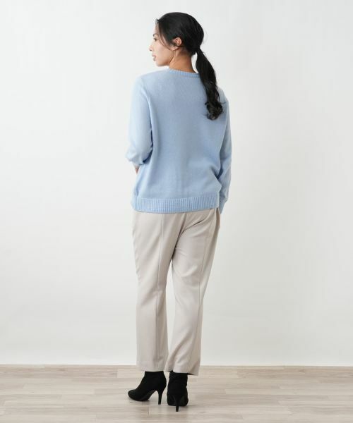 Leilian PLUS HOUSE / レリアンプラスハウス ニット・セーター | 柄編みクルーネックセーター【Leilian WHITE LABEL】 | 詳細9