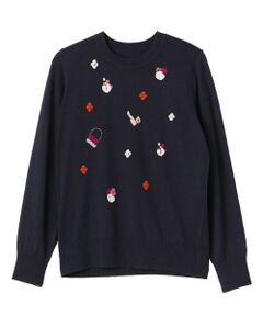 Leilian PLUS HOUSE / レリアンプラスハウス ニット・セーター | モチーフ刺繍クルーネックセーター【Leilian WHITE LABEL】
