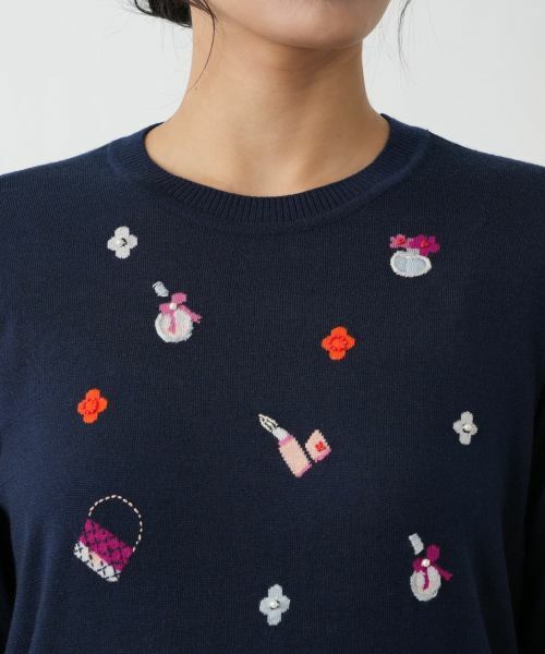 Leilian PLUS HOUSE / レリアンプラスハウス ニット・セーター | 【店舗人気】モチーフ刺繍クルーネックセーター【Leilian WHITE LABEL】 | 詳細10