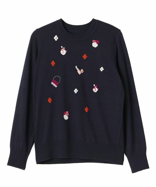 Leilian PLUS HOUSE / レリアンプラスハウス ニット・セーター | モチーフ刺繍クルーネックセーター【Leilian WHITE LABEL】 | 詳細2