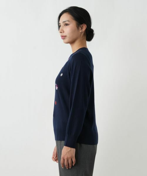 Leilian PLUS HOUSE / レリアンプラスハウス ニット・セーター | 【店舗人気】モチーフ刺繍クルーネックセーター【Leilian WHITE LABEL】 | 詳細8