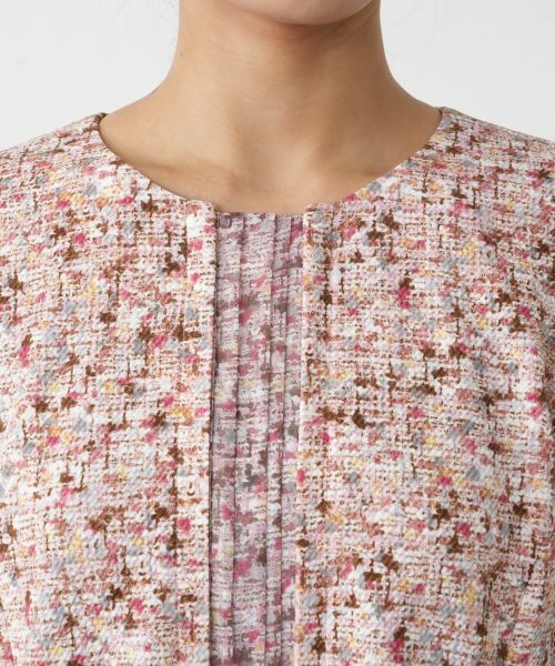 Leilian PLUS HOUSE / レリアンプラスハウス ドレス | 異素材切替ミックスカラーワンピース【Leilian WHITE LABEL】 | 詳細10