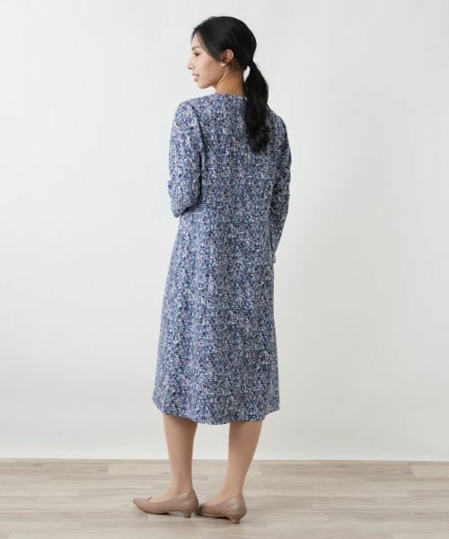 Leilian PLUS HOUSE / レリアンプラスハウス ドレス | 異素材切替ミックスカラーワンピース【Leilian WHITE LABEL】 | 詳細3