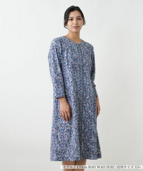 Leilian PLUS HOUSE / レリアンプラスハウス ドレス | 異素材切替ミックスカラーワンピース【Leilian WHITE LABEL】（ロイヤルブルー）