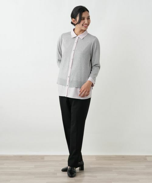 Leilian PLUS HOUSE / レリアンプラスハウス シャツ・ブラウス | ニットレイヤード風ブラウス | 詳細1