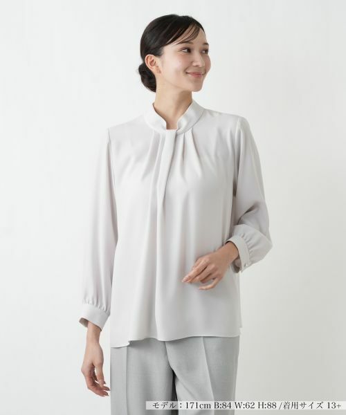 Leilian PLUS HOUSE / レリアンプラスハウス シャツ・ブラウス | 洗えるストレッチブラウス【26年1月カタログ】（ライトグレー）