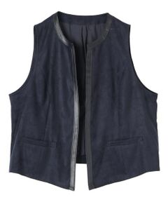 Leilian PLUS HOUSE / レリアンプラスハウス テーラードジャケット | 合成皮革パイピングベスト