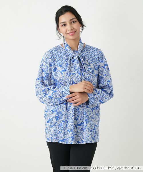 Leilian PLUS HOUSE / レリアンプラスハウス シャツ・ブラウス | ブラウス【ROCHAS Premiere】（サックスブルー）