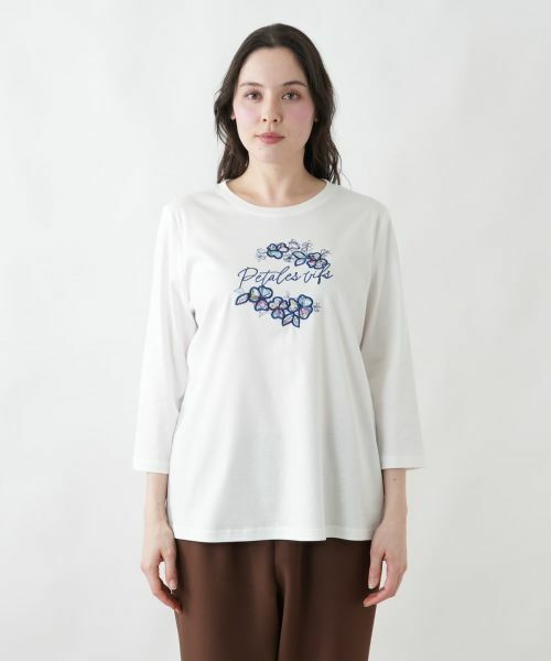 Leilian PLUS HOUSE / レリアンプラスハウス カットソー | フラワー刺繍ロゴプルオーバー【Leilian WHITE LABEL】 | 詳細10