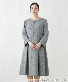 Leilian PLUS HOUSE / レリアンプラスハウス ドレス | フリンジトリムタックワンピース【BOURGE】