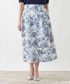 Leilian PLUS HOUSE / レリアンプラスハウス ミニ・ひざ丈スカート | サッカー地プリントスカート【Rich 1-mile】【26年3月カタログ】