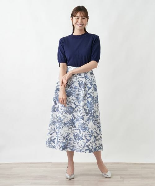 Leilian PLUS HOUSE / レリアンプラスハウス ミニ・ひざ丈スカート | サッカー地プリントスカート【Rich 1-mile】【26年3月カタログ】 | 詳細4