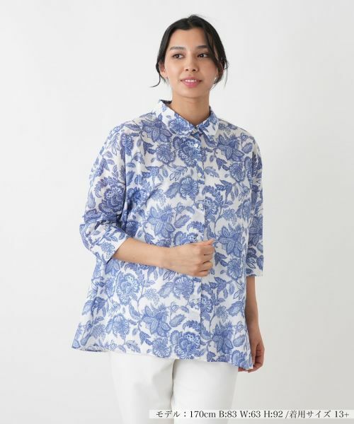 Leilian PLUS HOUSE / レリアンプラスハウス シャツ・ブラウス | ドルマンスリーブブラウス【26年3月カタログ】（セルリアンブルー）