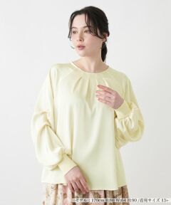 Leilian PLUS HOUSE / レリアンプラスハウス シャツ・ブラウス | ランタンスリーブタックブラウス【BOURGE】