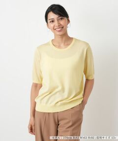 Leilian PLUS HOUSE / レリアンプラスハウス ニット・セーター | クルーネック半袖ニットプルオーバー【Leilian WHITE LABEL】