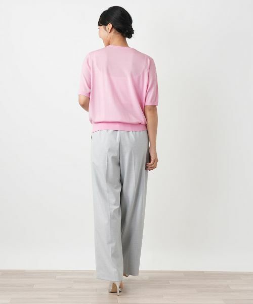 Leilian PLUS HOUSE / レリアンプラスハウス ニット・セーター | クルーネック半袖ニットプルオーバー【Leilian WHITE LABEL】 | 詳細17