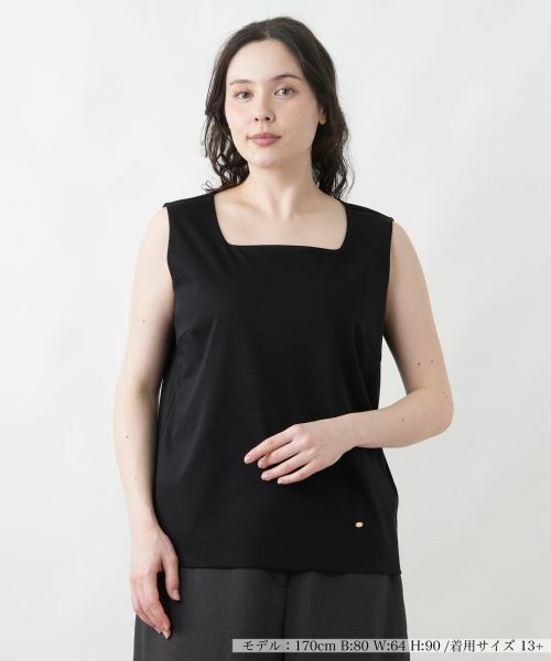Leilian PLUS HOUSE / レリアンプラスハウス カットソー | スムースジャージーインナー（ブラック）