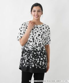 Leilian PLUS HOUSE / レリアンプラスハウス カットソー | フラワープリントチュニック【プラス企画】