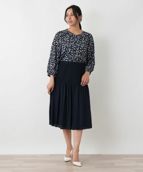 Leilian PLUS HOUSE / レリアンプラスハウス ロング・マキシ丈スカート | リバーシブル フラワープリント プリーツスカート【Leilian WHITE LABEL】 | 詳細8