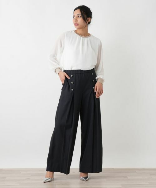 Leilian PLUS HOUSE / レリアンプラスハウス その他パンツ | フロントボタンタックワイドパンツ【NEMIKA】 | 詳細1