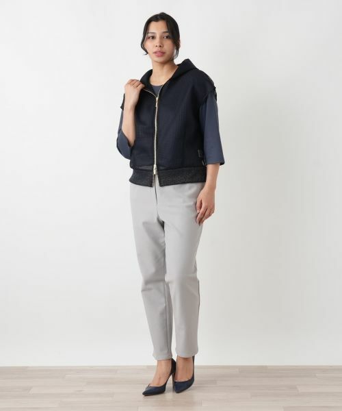 Leilian PLUS HOUSE / レリアンプラスハウス テーラードジャケット | メッシュフードショートベスト【NEMIKA】 | 詳細4