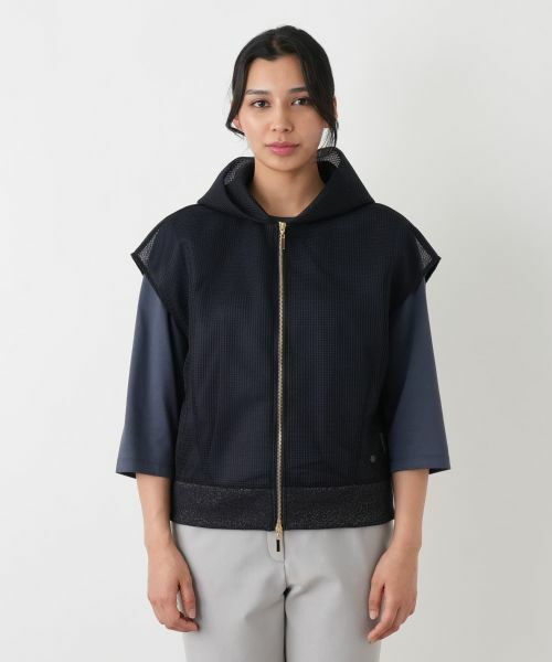 Leilian PLUS HOUSE / レリアンプラスハウス テーラードジャケット | メッシュフードショートベスト【NEMIKA】 | 詳細7