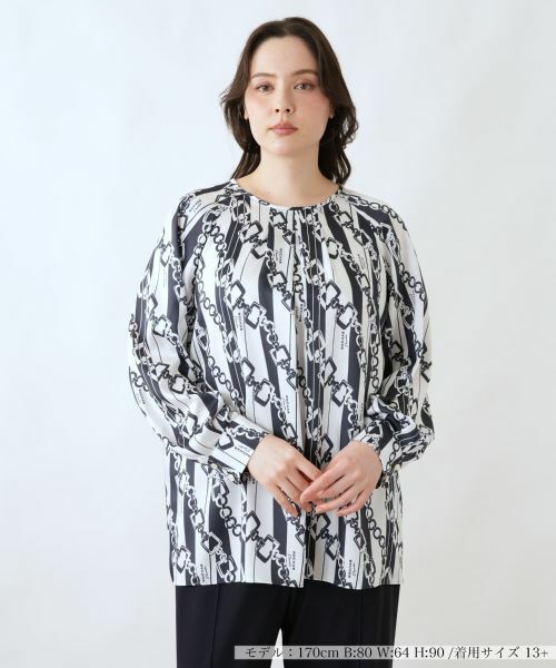 Leilian PLUS HOUSE / レリアンプラスハウス シャツ・ブラウス | ブラウス【ROCHAS Premiere】（ネイビー）