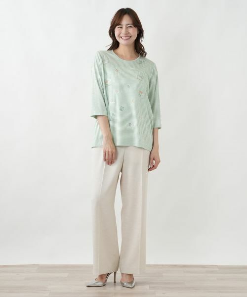 Leilian PLUS HOUSE / レリアンプラスハウス カットソー | モチーフ刺繍ボーダーカットソー | 詳細10