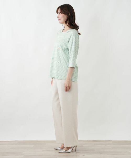 Leilian PLUS HOUSE / レリアンプラスハウス カットソー | モチーフ刺繍ボーダーカットソー | 詳細11