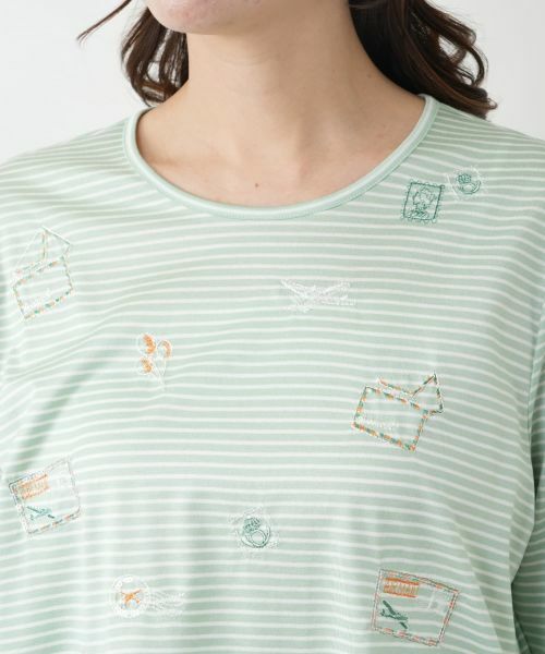 Leilian PLUS HOUSE / レリアンプラスハウス カットソー | モチーフ刺繍ボーダーカットソー | 詳細16