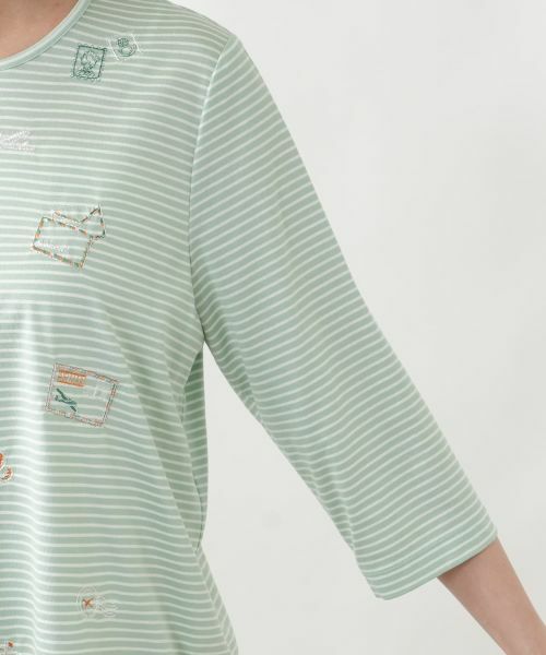 Leilian PLUS HOUSE / レリアンプラスハウス カットソー | モチーフ刺繍ボーダーカットソー | 詳細18