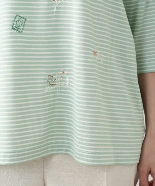 Leilian PLUS HOUSE / レリアンプラスハウス カットソー | モチーフ刺繍ボーダーカットソー | 詳細19