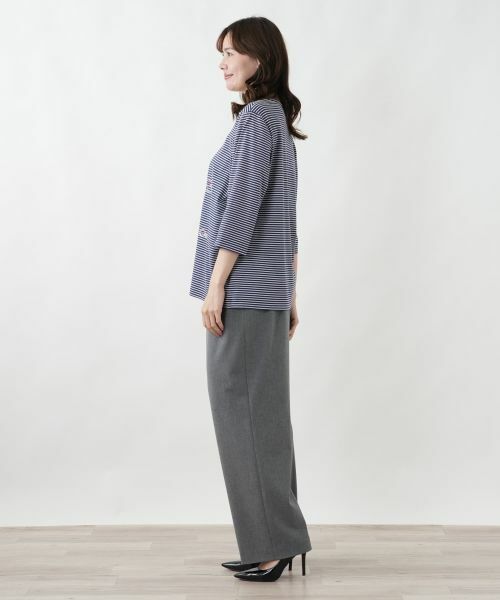 Leilian PLUS HOUSE / レリアンプラスハウス カットソー | モチーフ刺繍ボーダーカットソー | 詳細2