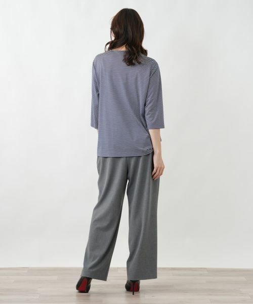 Leilian PLUS HOUSE / レリアンプラスハウス カットソー | モチーフ刺繍ボーダーカットソー | 詳細3