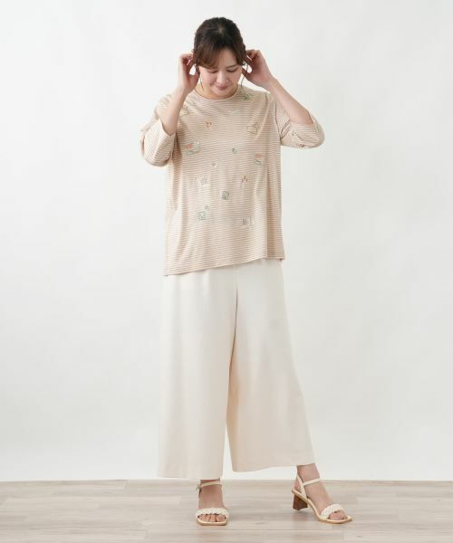 Leilian PLUS HOUSE / レリアンプラスハウス カットソー | モチーフ刺繍ボーダーカットソー | 詳細4