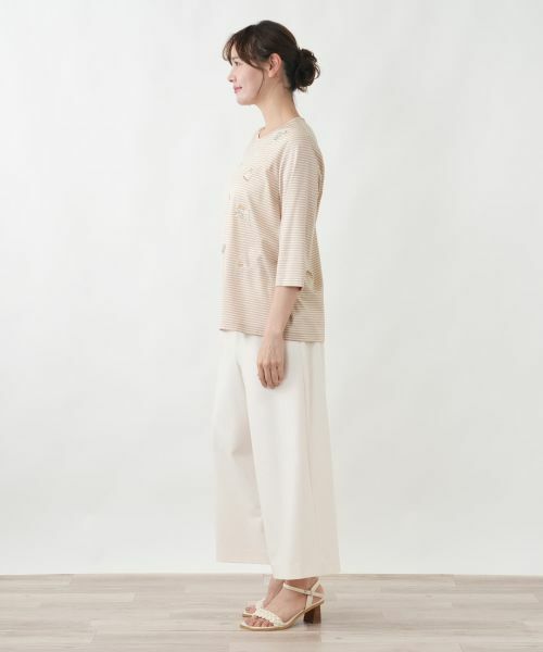 Leilian PLUS HOUSE / レリアンプラスハウス カットソー | モチーフ刺繍ボーダーカットソー | 詳細5