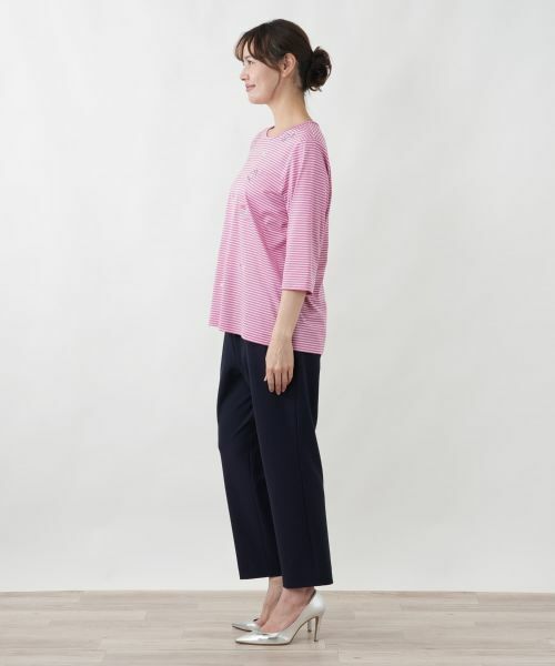 Leilian PLUS HOUSE / レリアンプラスハウス カットソー | モチーフ刺繍ボーダーカットソー | 詳細8