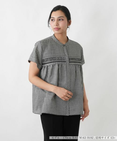 Leilian PLUS HOUSE / レリアンプラスハウス シャツ・ブラウス | ギンガムチェックブラウス【プラス企画】（ブラック）