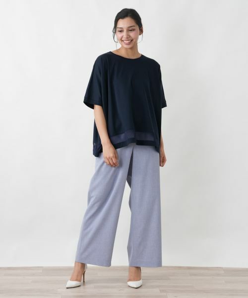 Leilian PLUS HOUSE / レリアンプラスハウス カットソー | チュール切り替えプルオーバー【プラス企画】 | 詳細1