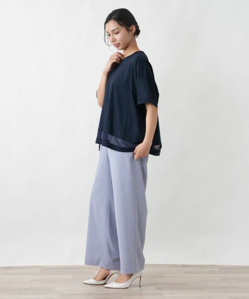 Leilian PLUS HOUSE / レリアンプラスハウス カットソー | チュール切り替えプルオーバー【プラス企画】 | 詳細2