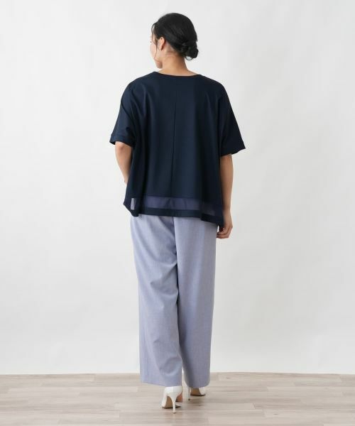 Leilian PLUS HOUSE / レリアンプラスハウス カットソー | チュール切り替えプルオーバー【プラス企画】 | 詳細3