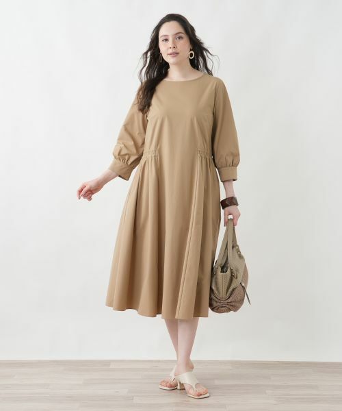 Leilian PLUS HOUSE / レリアンプラスハウス ドレス | 【はっ水】洗えるワンピース（キャメル）