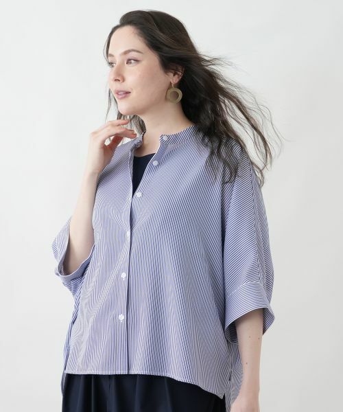 Leilian PLUS HOUSE / レリアンプラスハウス シャツ・ブラウス | 洗えるデザインブラウス（セルリアンブルー）