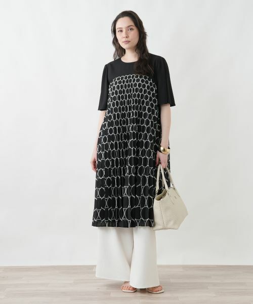 Leilian PLUS HOUSE / レリアンプラスハウス ドレス | 洗えるプリーツワンピース（ブラック）