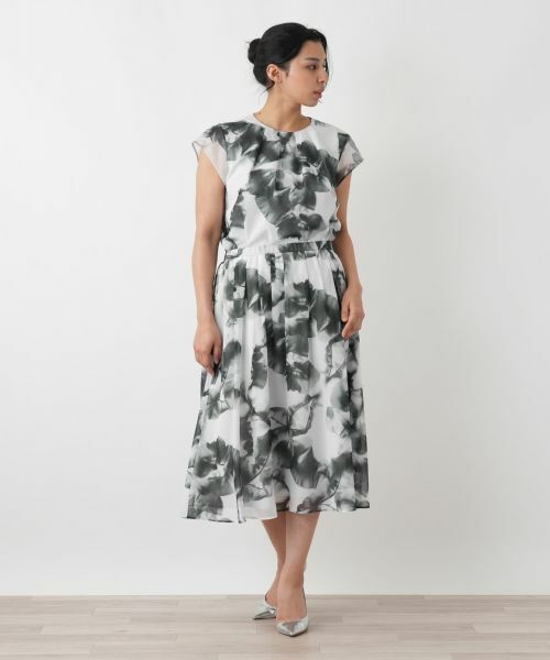 Leilian PLUS HOUSE / レリアンプラスハウス ミニ・ひざ丈スカート | ボタニカルプリントプリーツスカート【BOURGE】 | 詳細1