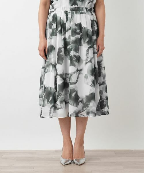 Leilian PLUS HOUSE / レリアンプラスハウス ミニ・ひざ丈スカート | ボタニカルプリントプリーツスカート【BOURGE】 | 詳細4